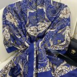 Batik Desen Vual İpek Şal -259685- Fas Mavisi