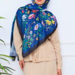 Gucci Çiçek Desen Pamuk Soft Şal 65355 - Lacivert