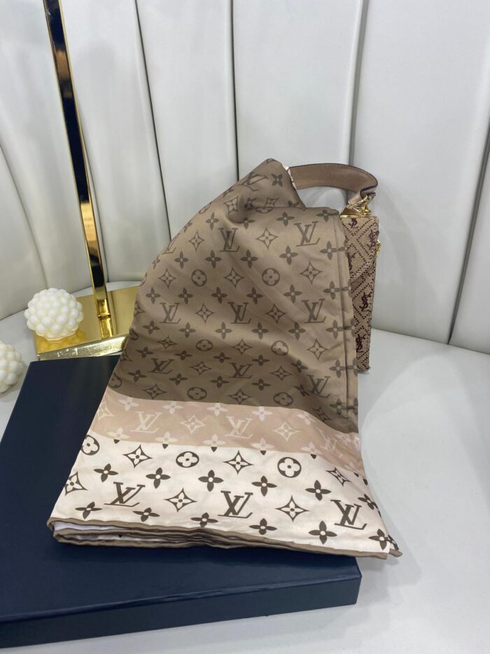 LV Twill Eşarp -5563-Koyu Vizon