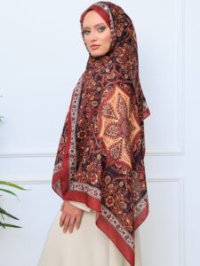 Etro Buta Desenli Pamuk Soft Şal - 377350 - Bordo Siyah