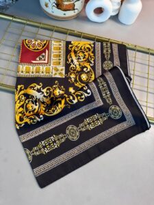 VERSACE VUAL İPEK ŞAL- 344456-SİYAH BORDO