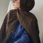 İTHAL A+ Fendi Yün İpek Çift Taraflı Marka Şal 87478 - Siyah Biyeli