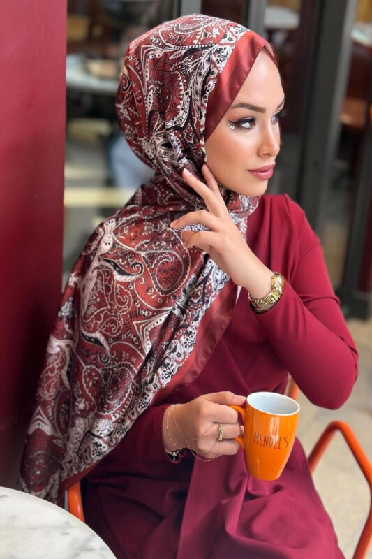 Batik Desen Vual İpek Şal -259685-Balkabağı