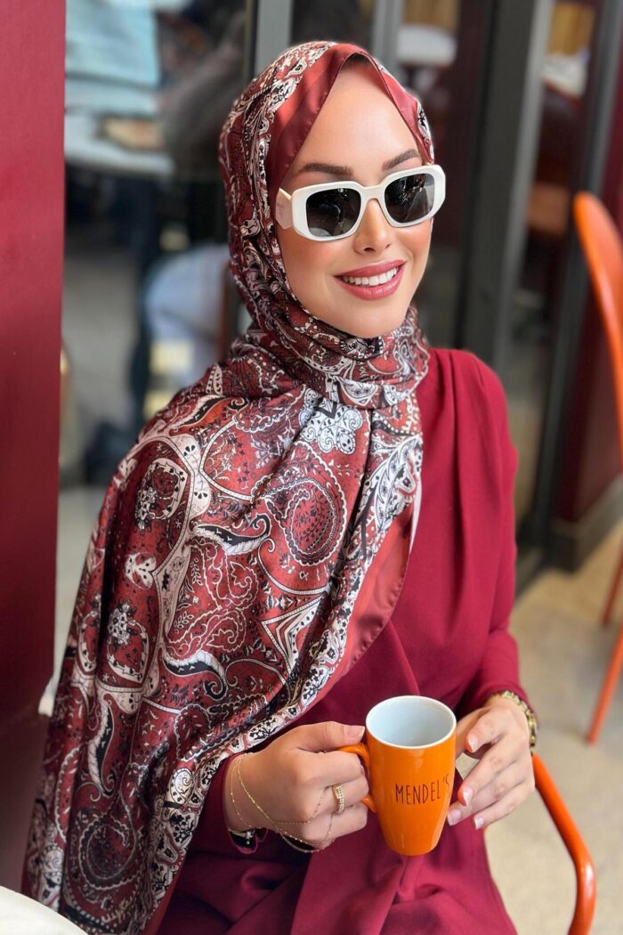 Batik Desen Vual İpek Şal -259685-Balkabağı - Görsel 2