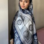 VERSACE  VUAL İPEK ŞAL- 344456- LACİVERT-GRİ