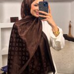 İthal Lv Kaşmir İpek Şal 49104 - Koyu kahve