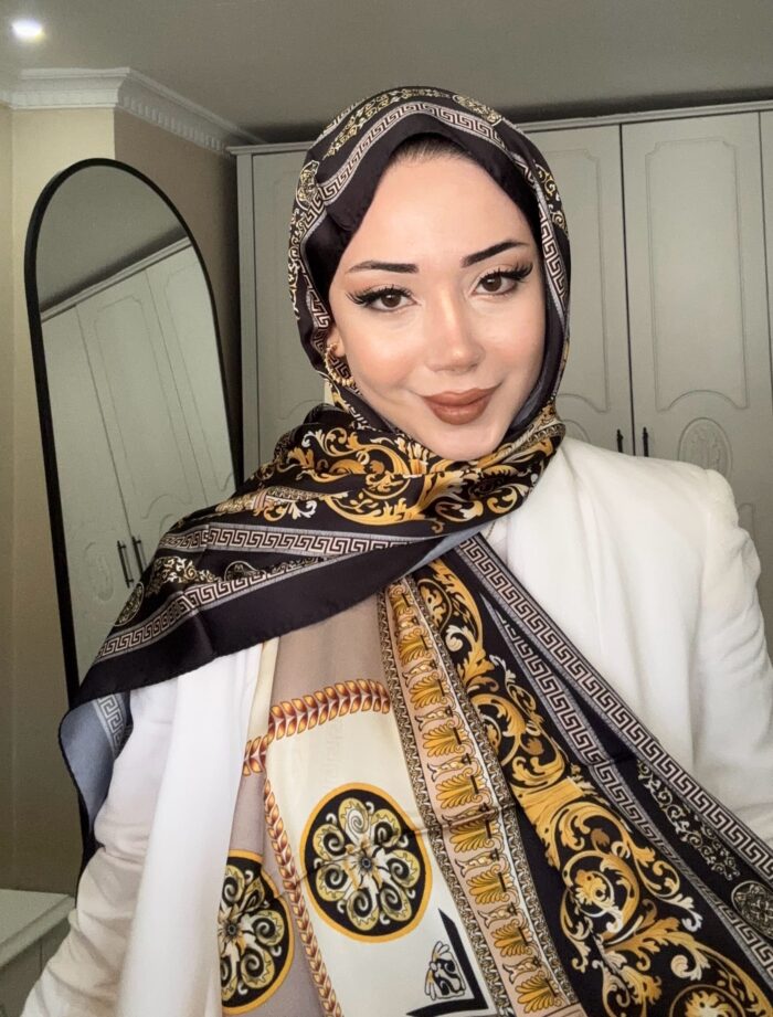 VERSACE VUAL İPEK ŞAL- 344456- SİYAH ALTIN - Görsel 2