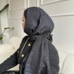 Dior Desenli İpek Kaşmir Çift Taraflı Şal 78002 - Siyah