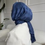 G Desenli İpek Kaşmir Çift Taraflı Şal 440344 - Lacivert