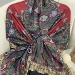 Etnik Desen Pamuk Soft Şal 83926 - Bordo