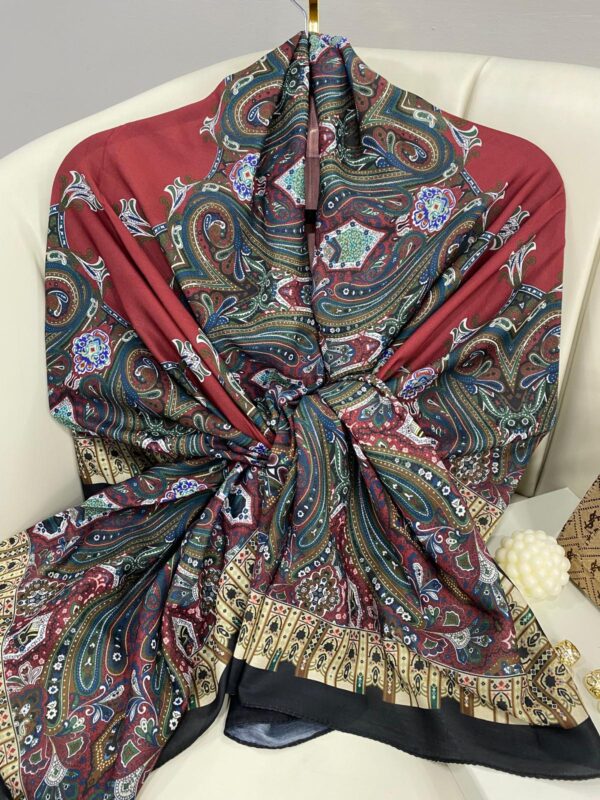Etnik Desen Pamuk Soft Şal 83926 – Bordo