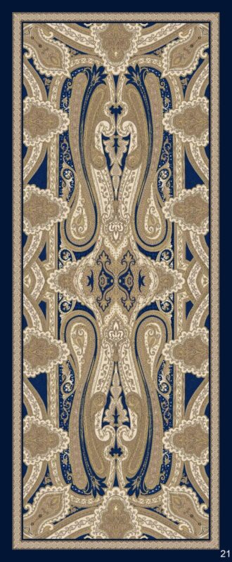 Yeni Etnik Pamuk Soft Şal 65301 -Lacivert-Altın