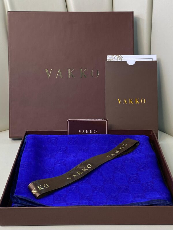 İthal Full Set Kutulu A Kalite Vakko monogram İpek Şal 3444- Saks