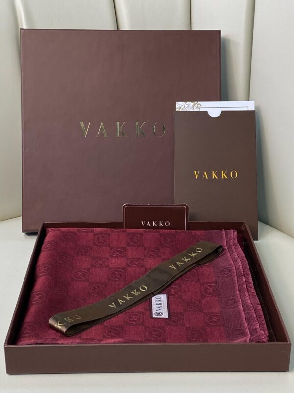 İthal Full Set Kutulu A Kalite Vakko monogram İpek Şal 3444 – Vişne