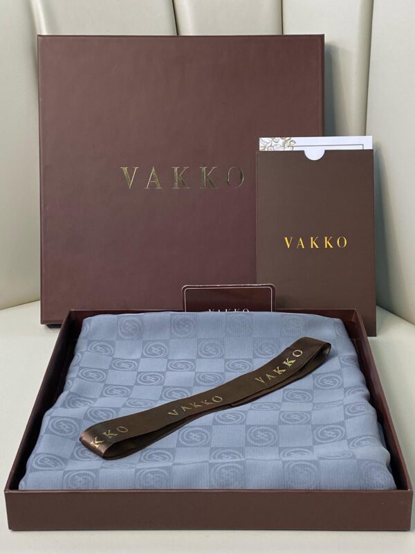 İthal Full Set Kutulu A Kalite Vakko monogram İpek Şal 3444 – Gri