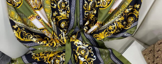 VERSACE VUAL İPEK ŞAL- 344456- HAKİ