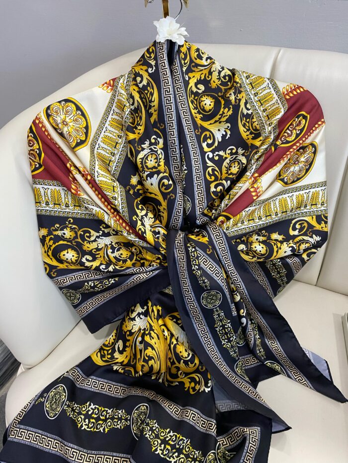 VERSACE VUAL İPEK ŞAL- 344456-SİYAH BORDO