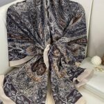 Etro Etnik Desen Pamuk İpek Şal - 23564 - BEJ-KAHVE