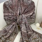Etro Etnik Desen Pamuk İpek Şal - 23564 - SÜTLÜ KAHVE