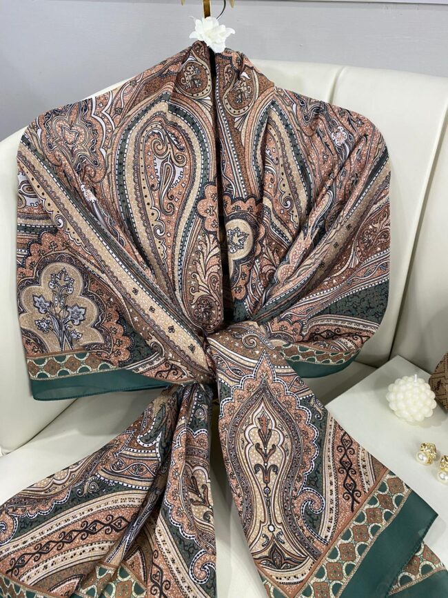 Etro Pamuk İpek Şal 987654- AÇIK YEŞİL