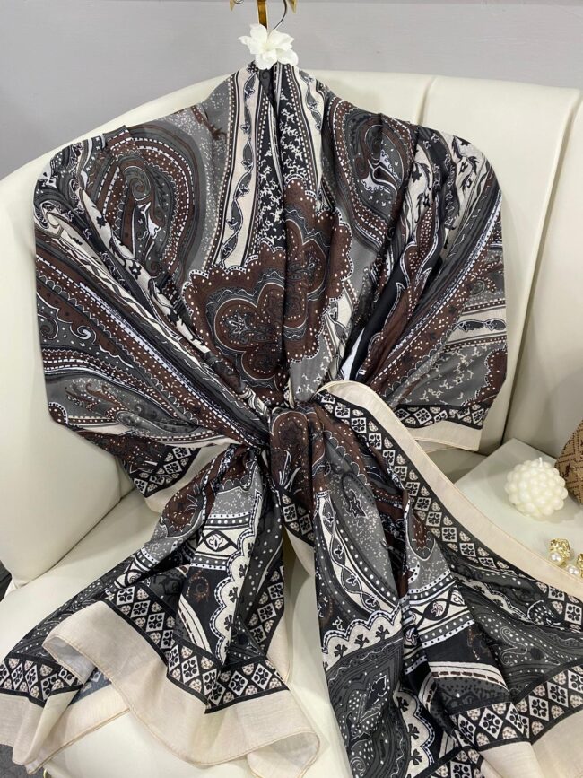 Etro Pamuk İpek Şal 987654- DUMAN GRİ