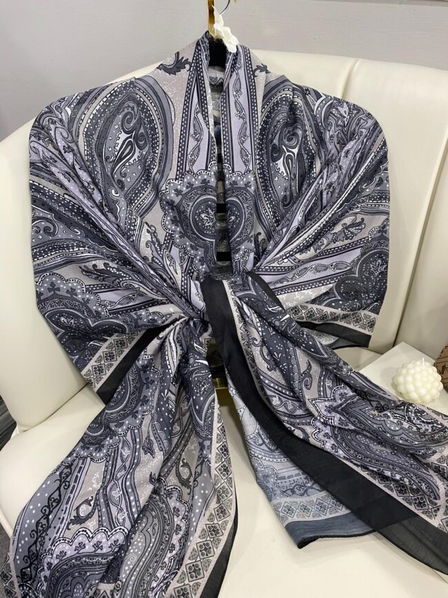 Etro Pamuk İpek Şal 987654-FÜME GRİ