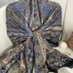 Etro Etnik Desen Pamuk İpek Şal - 23564 -ÇELİK MAVİSİ