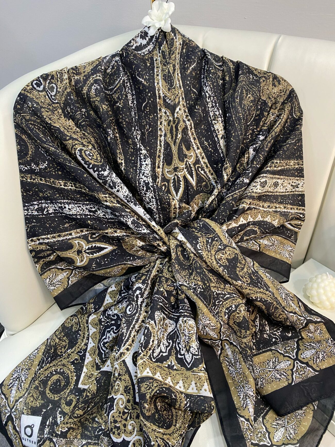 Etro Etnik Desen Pamuk İpek Şal - 23564 - ALTIN