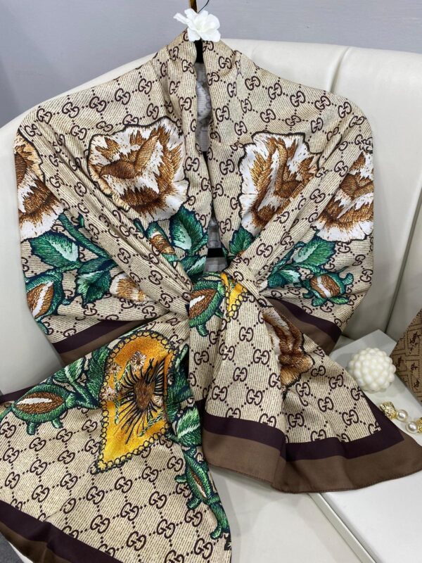Gucci Twill İpek Şal – KAHVE