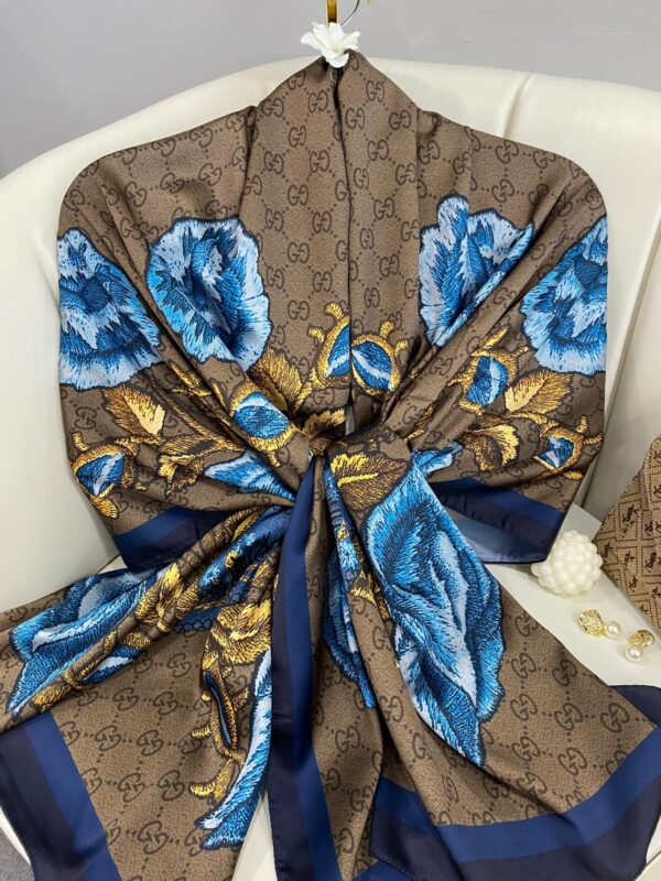 Gucci Twill İpek Şal -KOYU KAHVE
