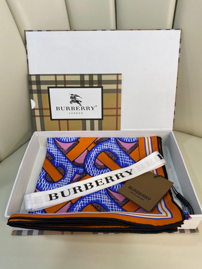 BURBERRY Tam Set Kutulu İthal İPEK 12MM %100 EŞARP -7854