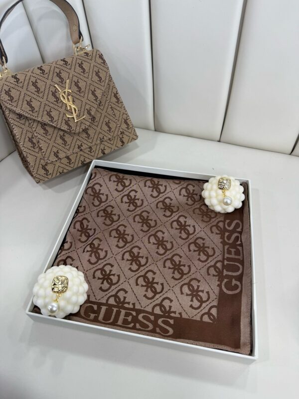 GUESS ÇİFT TARAFLI KAŞMİR İPEK EŞARP 7859- ÇİKOLATA