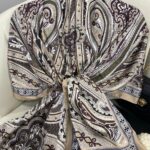 Rüzgar Desen Vual İpek Şal -122336-Bej