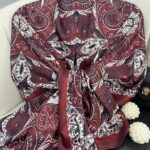 Batik Desen Vual İpek Şal -259685-Vişne Kırmızısı