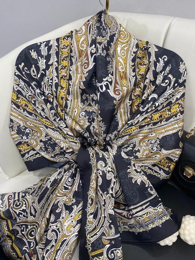 Efsanevi Desen Vual İpek Şal -225566- Gece Altını