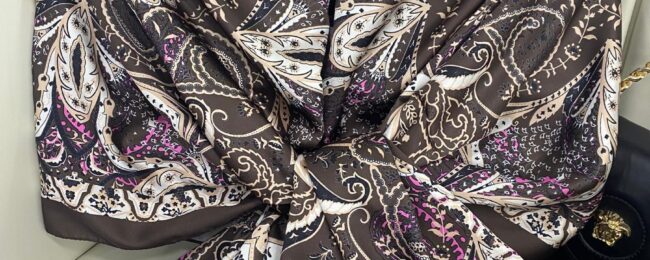 Batik Desen Vual İpek Şal -259685- Kahve