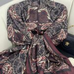 Batik Desen Vual İpek Şal -259685- Vişne