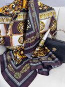 VERSACE VUAL İPEK ŞAL - 344456- Erik Moru
