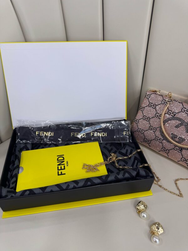 Fendi Tam Set Kutulu İthal Kaşmir İpek Şal – Antrasit