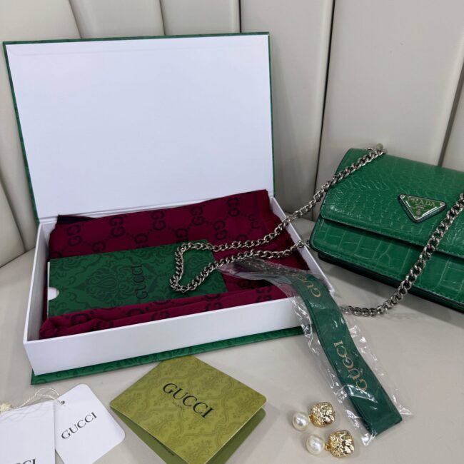 Gucci Tam Set Kutulu İthal Kaşmir İpek Şal - Bordo
