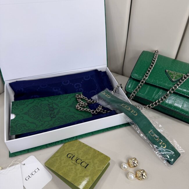 Gucci Tam Set Kutulu İthal Kaşmir İpek Şal - Lacivert