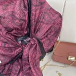 Mandala Desen Pamuk İpeksi Şal - 452366-Gül Bordosu