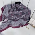 Retro Desen Pamuk İpeksi Eşarp -125698-Mürdüm
