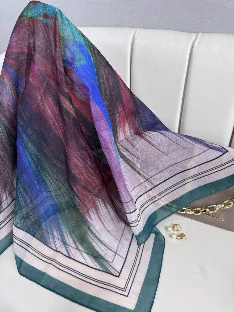 Karnaval Desen Pamuk İpeksi Eşarp- 457896- Yeşil