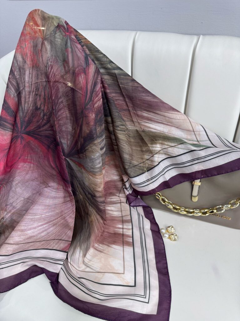 Karnaval Desen Pamuk İpeksi Eşarp- 457896-Böğürtlen