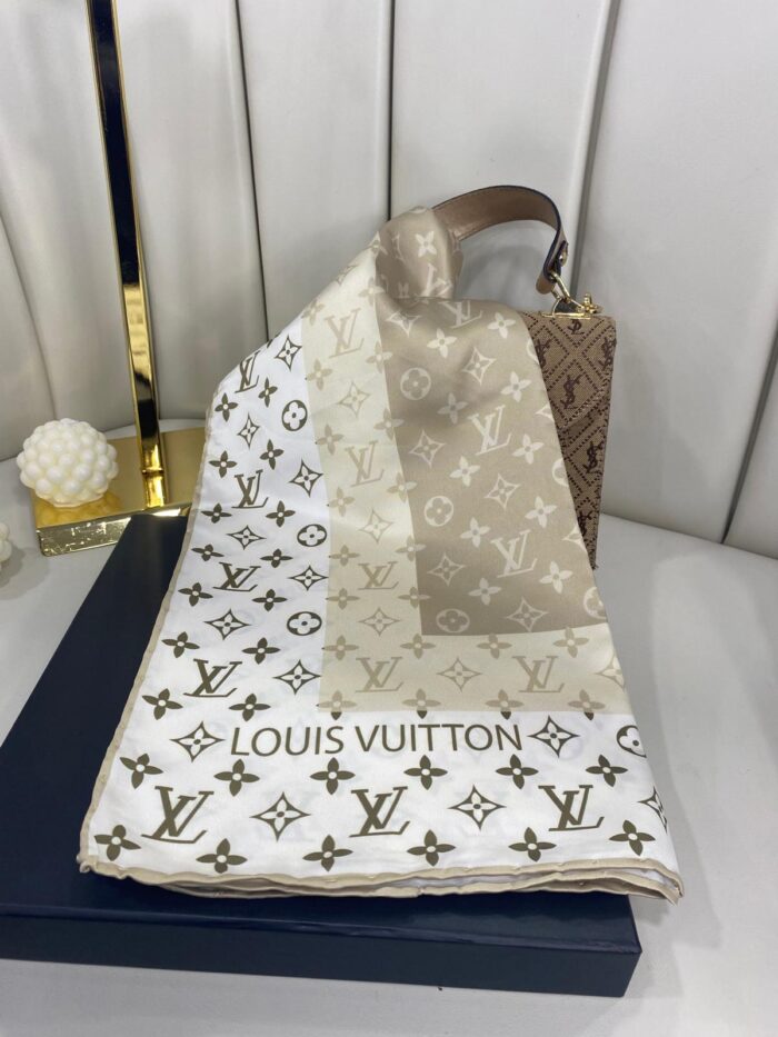 LV Twill Eşarp -5563-Krem - Image 2