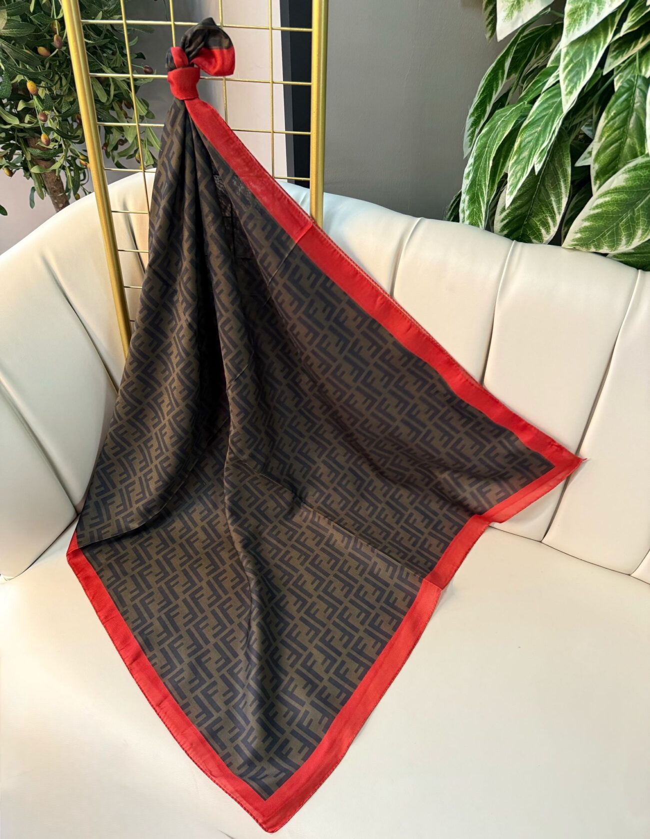 Fendi Pamuk İpek Şal 44109 - Bordo