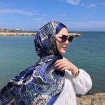 Batik Desen Vual İpek Şal -259685-Mavi