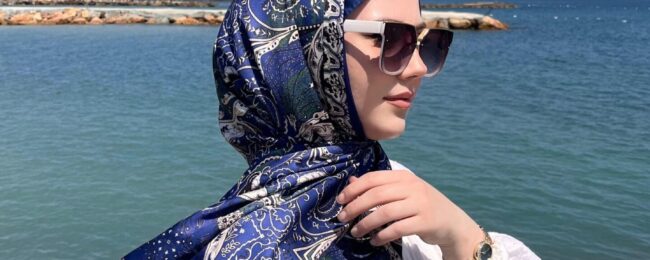 Batik Desen Vual İpek Şal -259685-Mavi