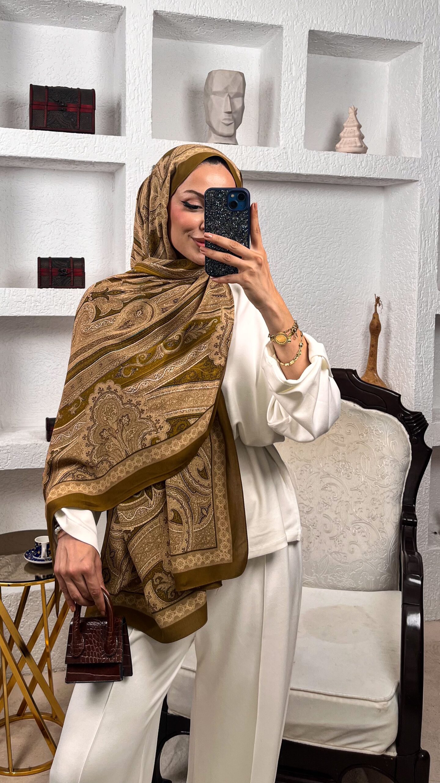 Touch İthal Pamuk İpek Şal 63454 –Hardal - Görsel 2